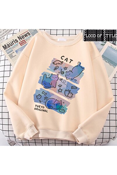 Flood Of Style هيب هوب هاراجوكو نمط عتيق مرح قطة شريرة لطيف بيج