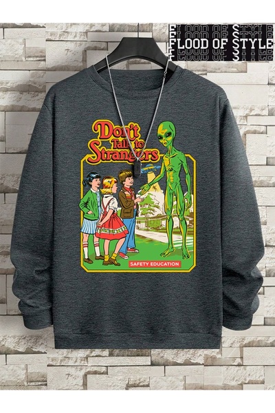 Flood Of Style Hip Hop Harajuku Stil vintage Conversație cu străinii amuzant Gri