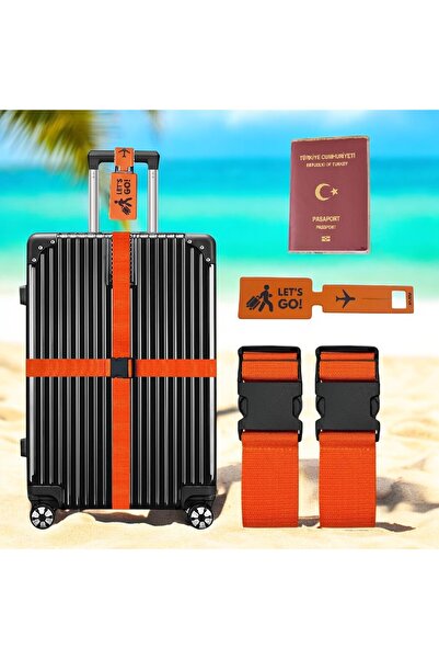 Tarix Valiz kemeri 2 adet + etiket 1 adet + Şeffaf pasaport kılıfı 1 adet