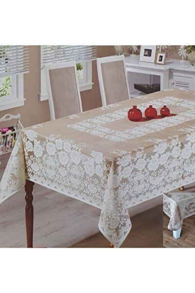 WENESSİ مفرش طاولة من التول المحبوك بنمط الورد