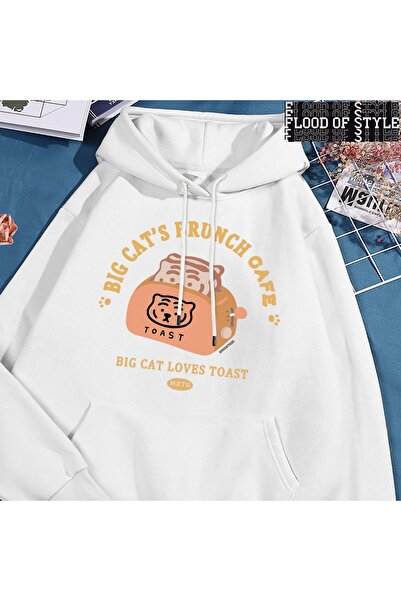 Flood Of Style Hip Hop Harajuku Vintage Style pisică aparat de paine amuzant alb