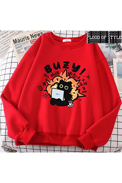 Flood Of Style هيب هوب هاراجوكو نمط عتيق ثابت الدولة متعة القط اللطيف الأحمر