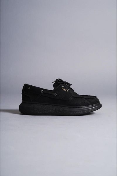 Knack High Sole Seasonal Linen Shoes 009 Black (Black Sole)