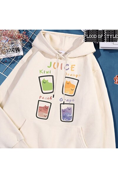 Flood Of Style Хип-хоп Хараджуку винтидж стил диня плодова чаша котка бежова