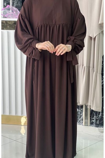 Fashion journey hajj umrah φόρεμα με μισό φερμουάρ με μανίκια