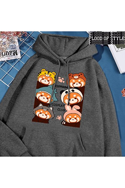 Flood Of Style Hip Hop Harajuku Vintage Stil Redpanda Cosplay Club Gri
