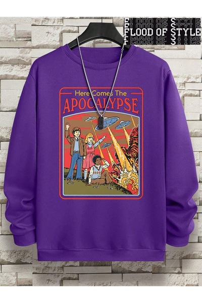 Flood Of Style Hip Hop Harajuku Stil vintage Aici vine OZN-ul OZN Violet