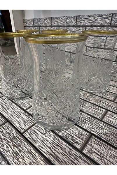 Paşabahçe 12 Parça Gold Çay Takımı 6 Adet Bardak 6 Adet Tabak