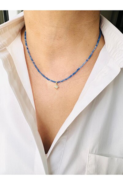 DEVİ fashion Doğal Taş Minimal Kutup Yıldızı Kolye 45 cm