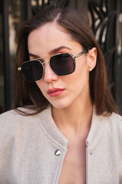 Monvago Mv 0039-4 Gold Black Frame Unisex Sunglasses