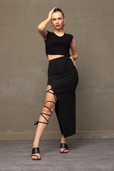 winmoda FUSTA MAXI CU LEGAT LA PICIOARE / FUSTA LUNGA CU DESCHIDERE / FUSTA