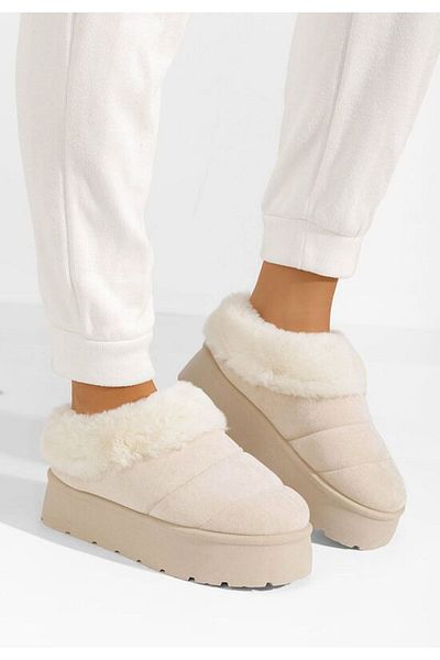 B T Shoes Dierra beige platform slippers