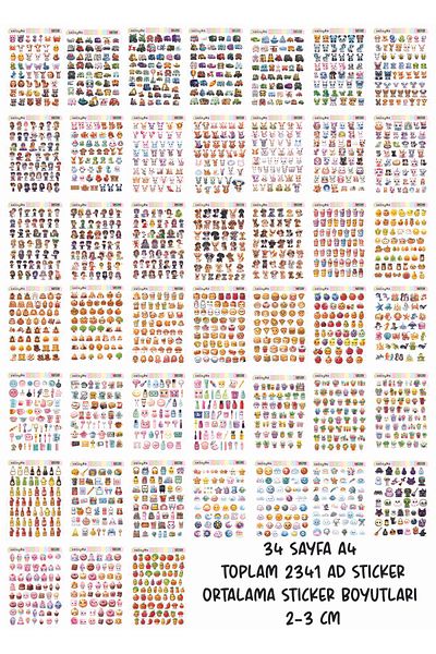 cakaybu Kawaii Full Set 34 Sheets A4 2341 Ad Sticker Label
