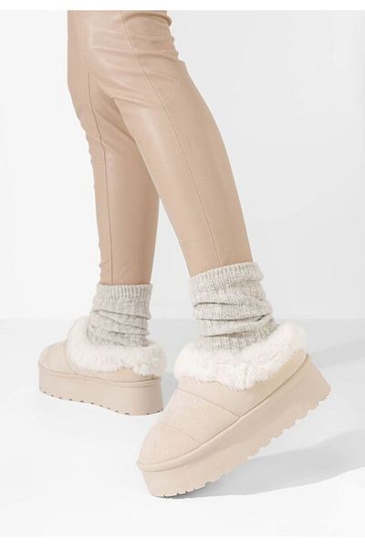 B T Shoes Dierra V5 beige platform slippers