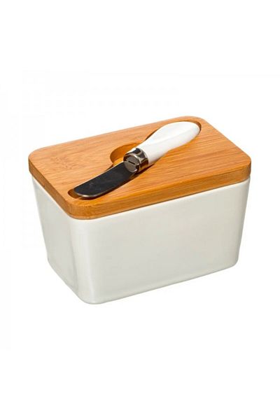 Secret de Gourmet Saucepan with bamboo lid and special knife, Seramik, 13.5x9.3x9 cm