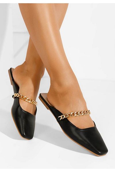 B T Shoes Black Jaina chain clogs