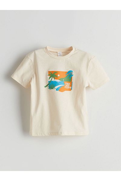 LC Waikiki Tricou pentru băiat cu imprimeu cu gât crew de sezon nou - S5K929Z1