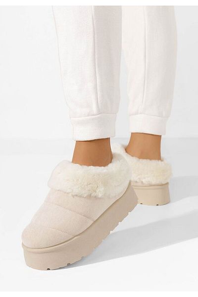 B T Shoes Dierra beige platform slippers