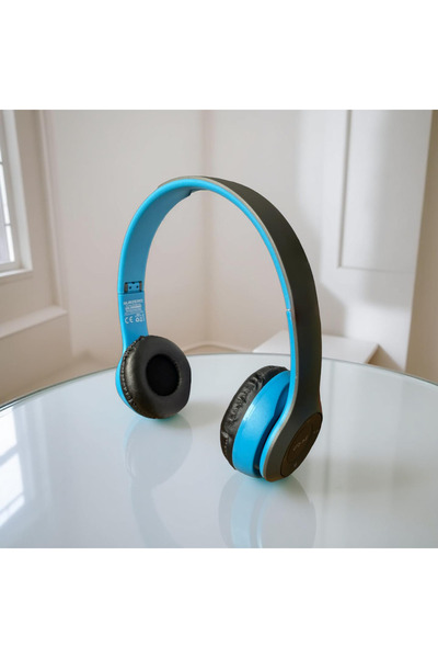 P47 Wireless Bluetooth Kablosuz Katlanabilir Kulaklık Genç Çocuk Mavi