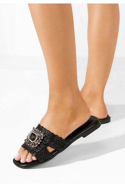 B T Shoes Evianna black flat slippers