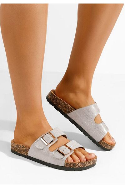 B T Shoes Papuci dama Breana argintii
