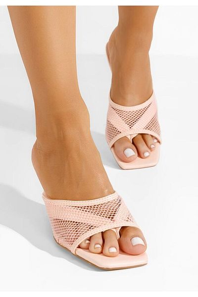 B T Shoes Amaira Pink Heeled Slippers