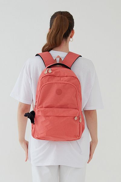 Rosso Collina Unisex Crinkle Waterproof Fabric Large Size Multi-Compartment School Travel Backpack Rosso Collina Salmon