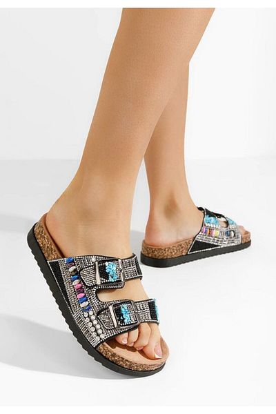 B T Shoes Amarissa black flat slippers