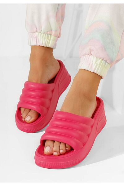 B T Shoes Etana fuchsia platform slippers