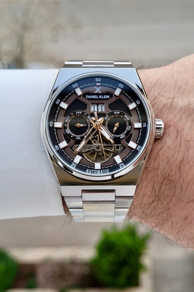 Daniel Klein Kadranı Kahverengi Siyah Kordonu Gri Renk Ayarlanabilir Kordonlu Otomatik Erkek Kol Saati