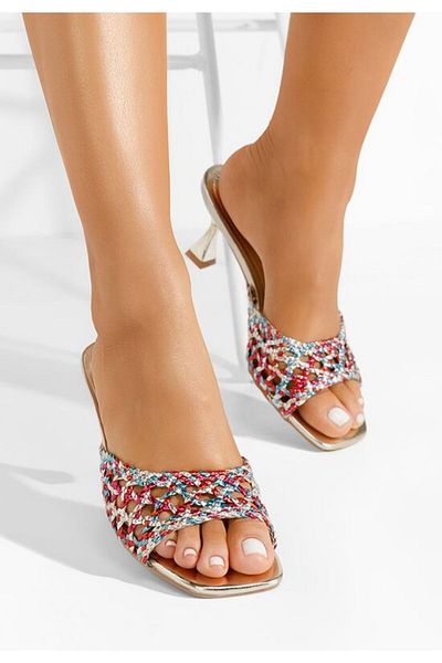 B T Shoes Papuci cu toc Letira multicolori