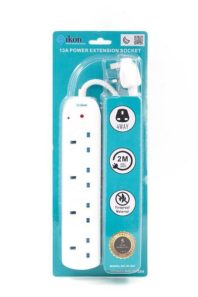 İkon IKON 4 Way Extension Socket with 2 Meter Cable IK-204