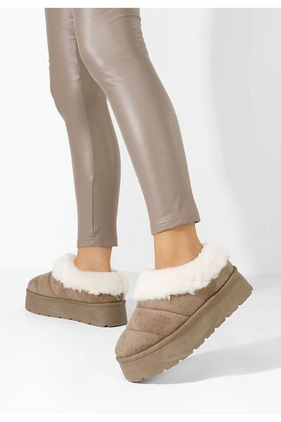 B T Shoes Dierra khaki platform slippers