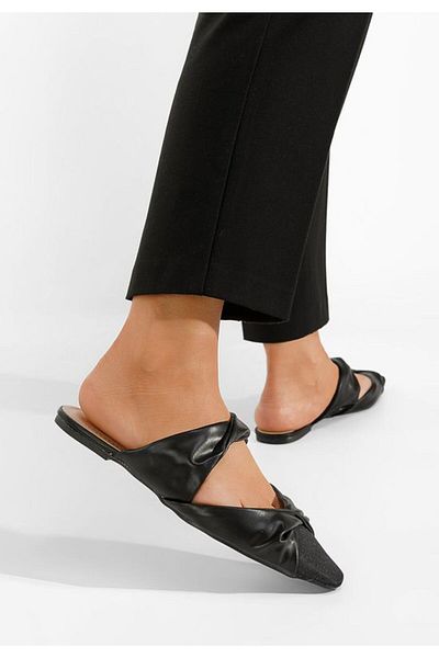 B T Shoes Black Dreni flat slippers
