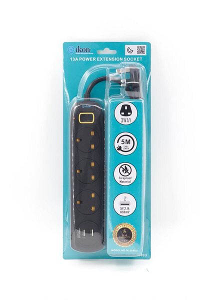 İkon Ikon 3 Way Extension With 2 Usb With 3 Meter Cable Ik-204su