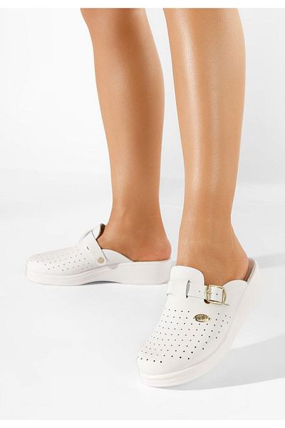 B T Shoes Saboti medicali cu talpa ortopedica Lasara V2 albi