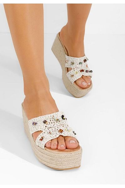 B T Shoes Papuci cu platformă Laurine albi