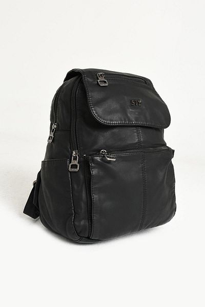 yuzuco Washed Leather Backpack Black (Model: 571-9-11A)