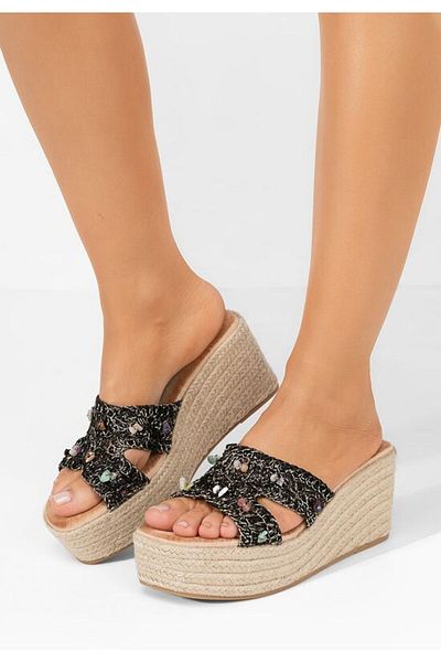 B T Shoes Black Laurine platform slippers