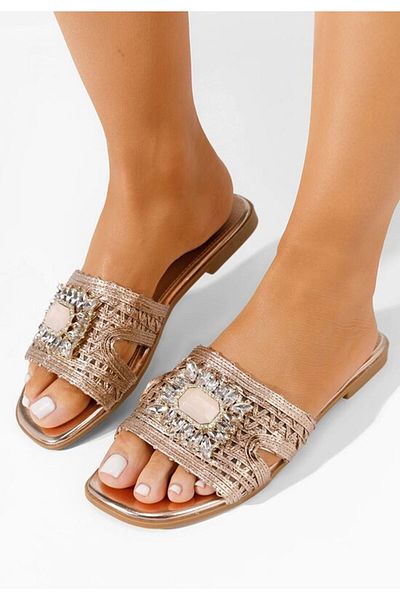 B T Shoes Papuci fara toc Evianna champagne
