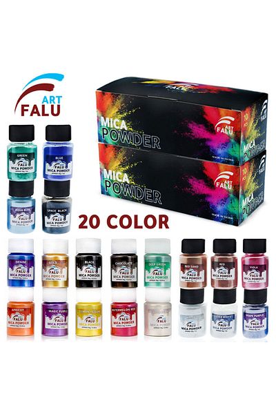 Falu Art Resin art mica powder set of 20 colors 10g