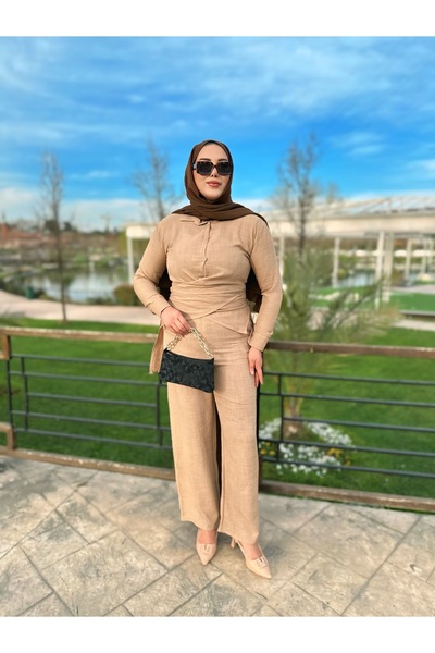 MEN Women's Front Tie Cotton Linen Suit