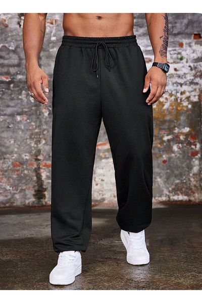 GERLAY Men's Black Straight Leg Sweatpants