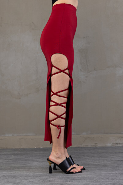 winmoda BACAK BAĞLAMALI MAXİ ETEK / YIRTMAÇLI UZUN ETEK / ETEK