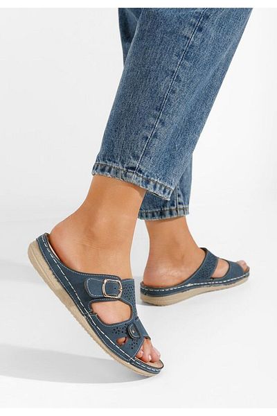 B T Shoes Papuci cu talpa ortopedica Skena albastri