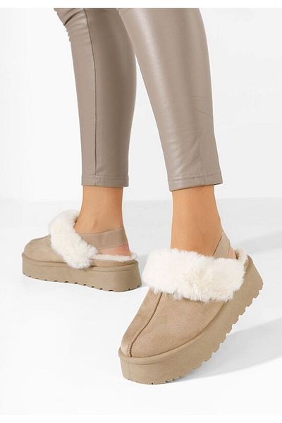 B T Shoes Edden khaki platform slippers