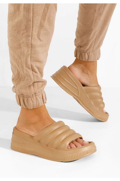 B T Shoes Etana khaki platform slippers