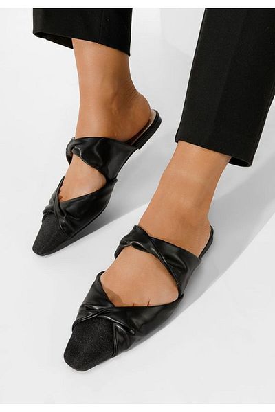 B T Shoes Black Dreni flat slippers