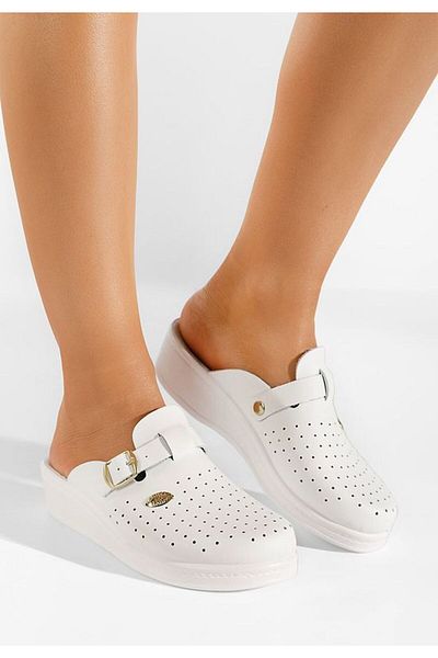 B T Shoes Saboti medicali cu talpa ortopedica Lasara V2 albi