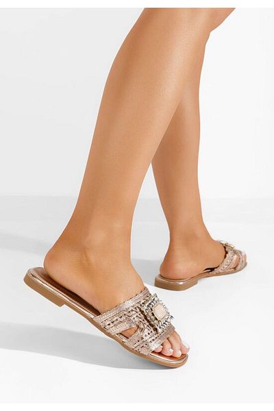 B T Shoes Papuci fara toc Evianna champagne